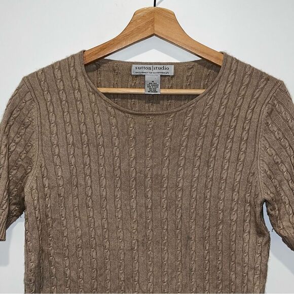 Sutton Studio by Bloomingdale’s Tan Silk Cashmere Knit l Sweater Women's Size M - Picture 4 of 8